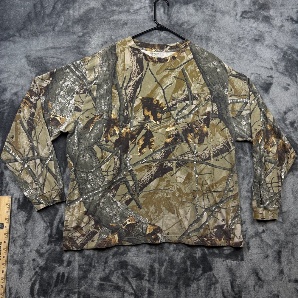 Outfitters Ridge Pocket T-Shirt Mens 2XL Green Camo Fusion 3-D Long Sleeve Tee